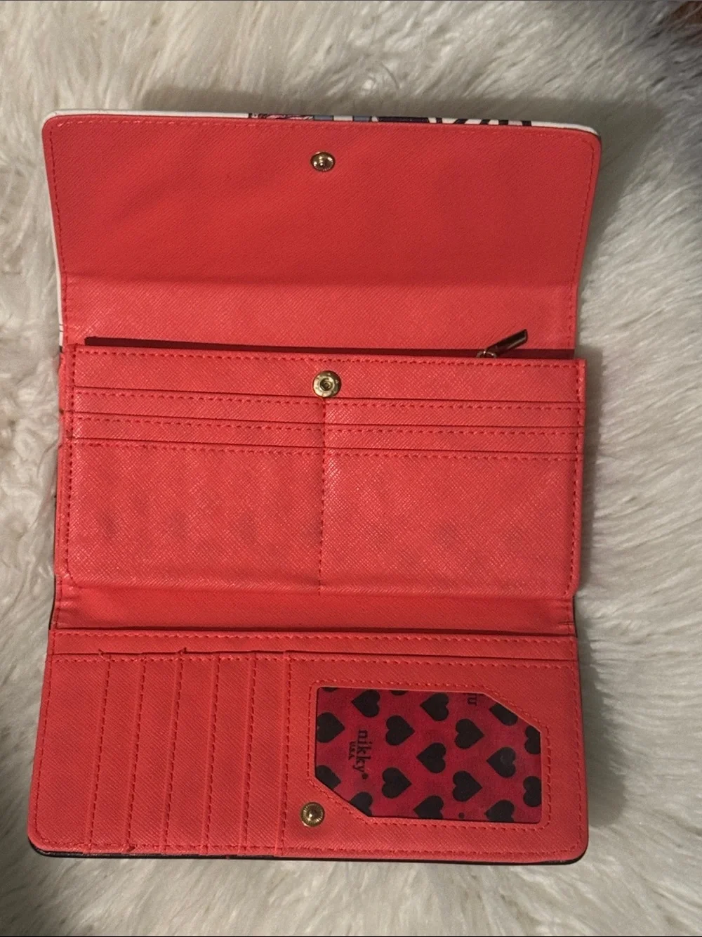 Nikky USA White, Black, Pink Graphic Flap Wallet